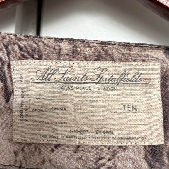 ALL SAINTS SPITALFIELDS ANIMAL TIGER GRAPHIC SILK BLOUSE WOMENS 10 - Picture 3 of 4